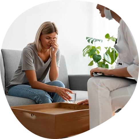 Mental health therapist listening to a patient during a supportive counseling session